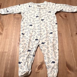 Blue and white whale print button down one piece from Hanna Anderson!